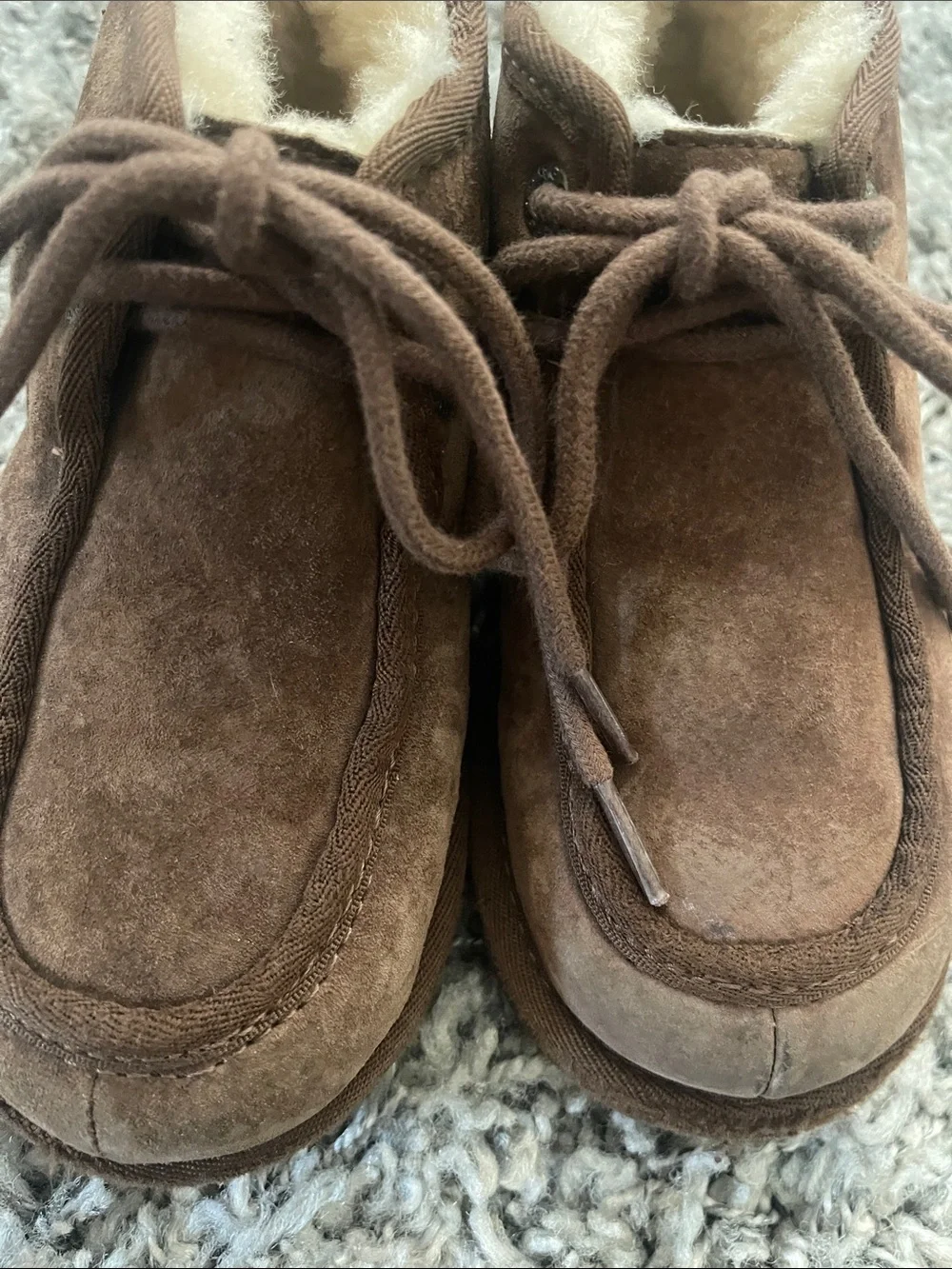 UGG Kids Brown Suede Shearling Lace-Up Boots